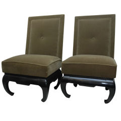 PAIR OF ORIENTAL STYLE SLIPPER CHAIRS