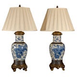 Blue & White Crackleware  Lamps