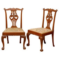 Vintage Mahogany Chippendale style Side Chairs