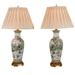 Chinese Famille Verte Lamps