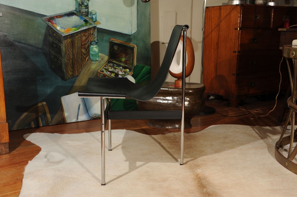 Mid-20th Century Laverne International T Chair with Black Leather Sling Seat