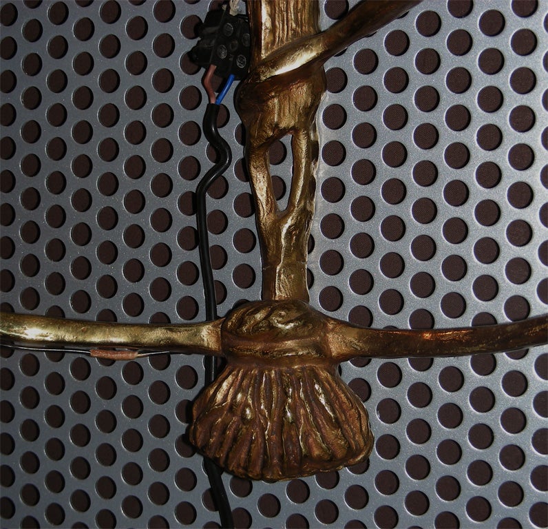 French Pair of 1950s Bronze Sconces For Sale