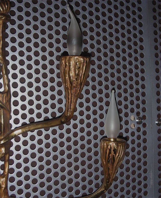 Pair of 1950s Bronze Sconces In Good Condition For Sale In New York, NY