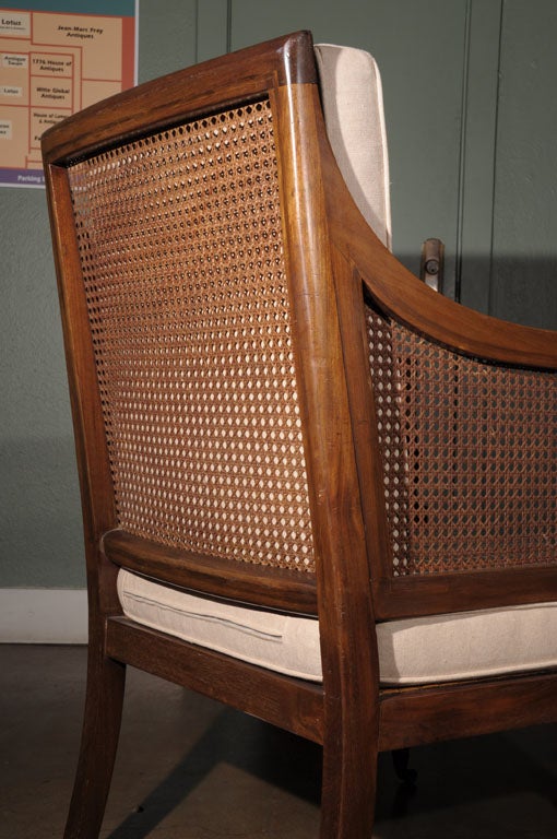 Edwardian Caned Library Chair of Mahogany (on Casters) 3
