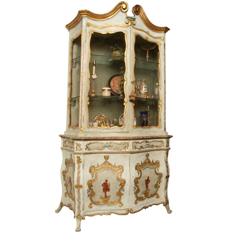 Exquisite 19th Century Italian Two Pieces Cabinet