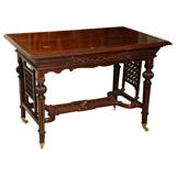 English 19th Century Rosewood Table with Brass Inlay