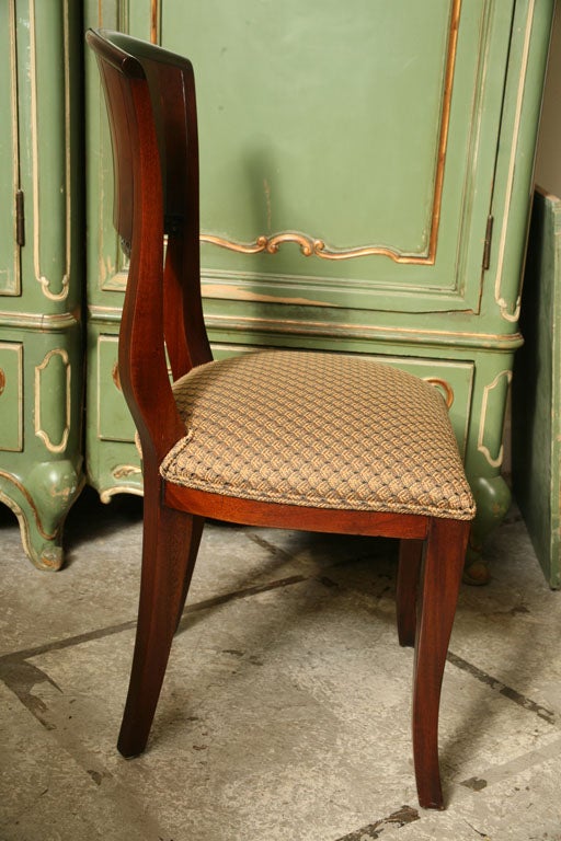 Wood Set of Ten 1920's French Deco Mahogony Dining Room Chairs