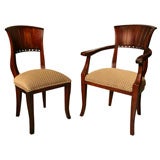 Antique Set of Ten 1920's French Deco Mahogony Dining Room Chairs