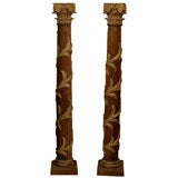 Used Pair 19th century Parel Gilt Wood Columns, France