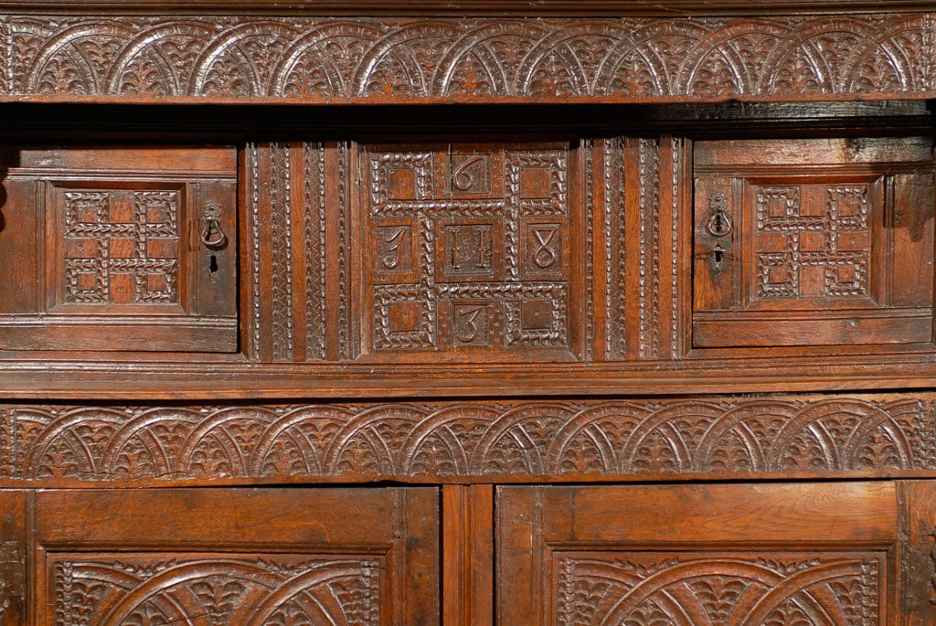 17th Century English Oak Court Cupboard 1