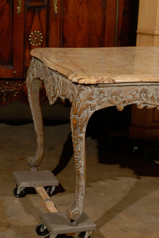 French Regence Style Painted Console/Center Table with Marble Top
