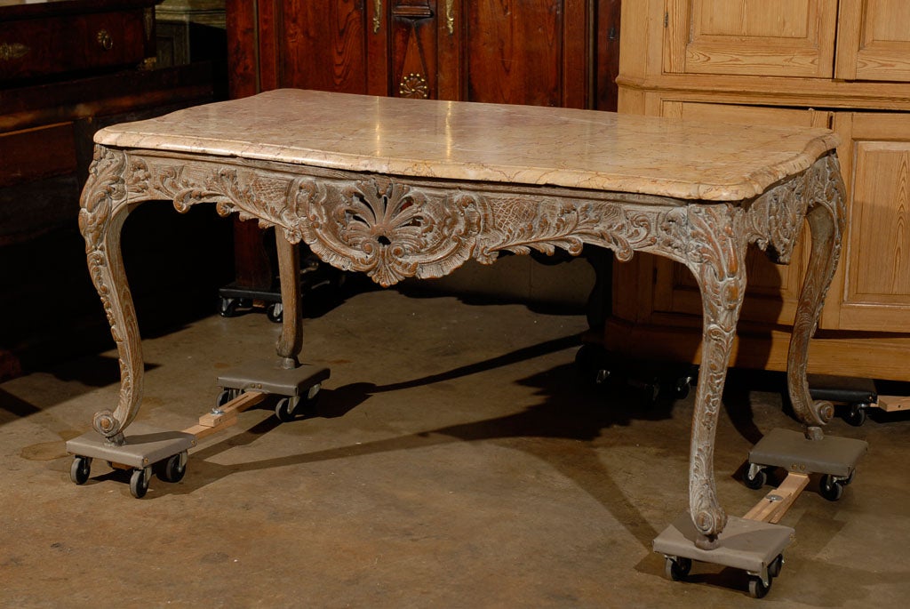 Regence Style Painted Console/Center Table with Marble Top 2