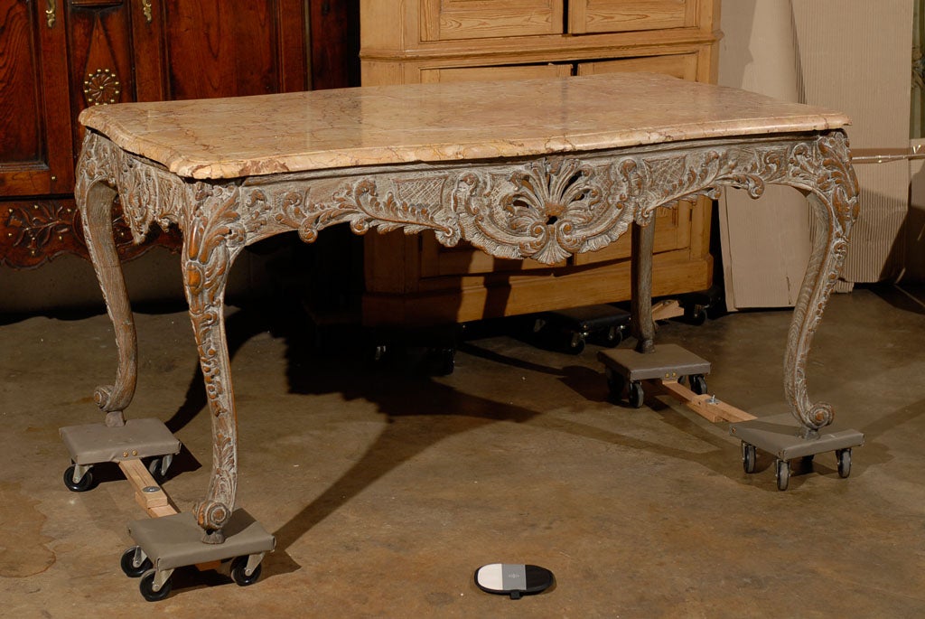 Regence Style Painted Console/Center Table with Marble Top 3