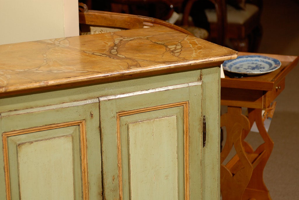French Green and Ochre Painted Buffet 19th Century In Good Condition In Atlanta, GA