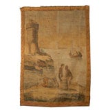 19th Century Italian Oil Canvas Panel with Harbor Scene