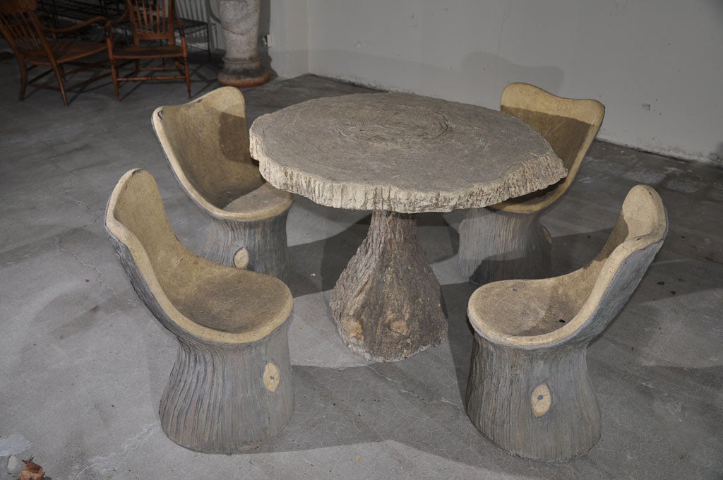 Stone Faux Bois Table & Chairs