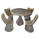 Stone Faux Bois Table & Chairs