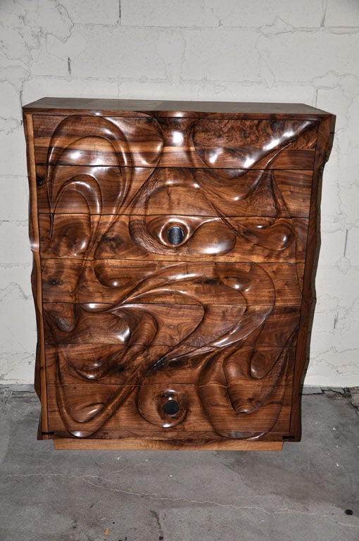 American Michael Wilson Carved Out Dresser For Sale