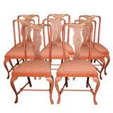 SET  OF  8  DECORATORED  QUEEN  ANNE  SIDE  CHAIRS