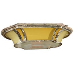FRENCH  COLORED  GLASS  &  CROME  CEILING  FIXTURE