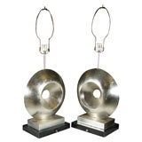 PAIR  SILVER  LEAF  RIPPLE  LAMPS