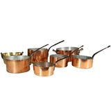 SEVEN  18TH  CENTURY  COPPER  & BRASS  POTS
