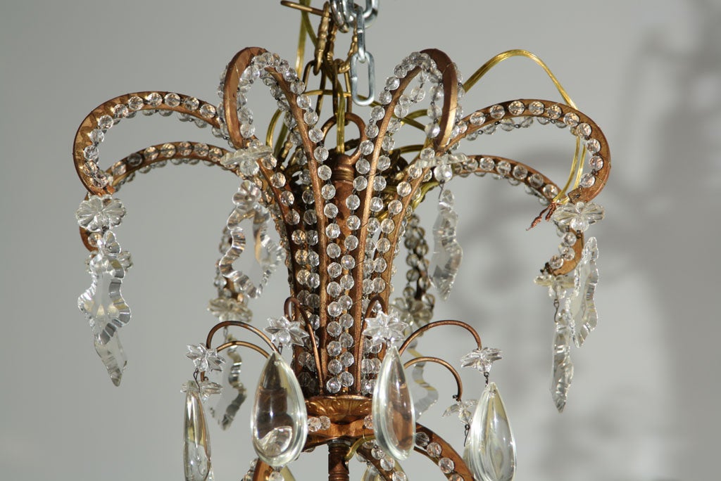 Beaded Crystal Chandelier In Good Condition For Sale In Stamford, CT