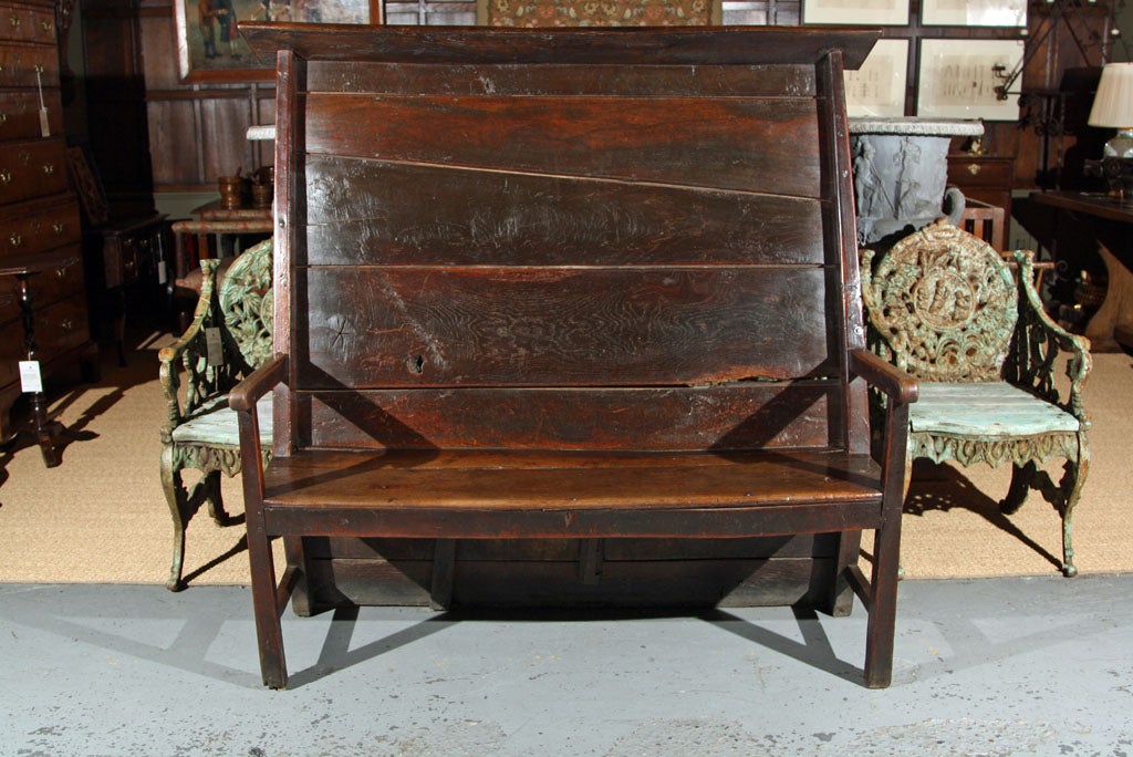 An Unusual  18th Century Oak & Elm Settle