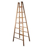 Retro Turned Oak Faux Bamboo Ladder with Brass Mountings