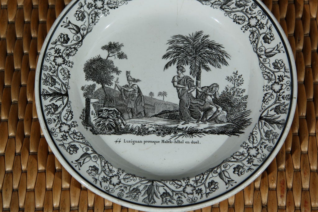 19th Century Set of Four French Creil Faience Plates
