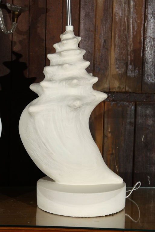 American Pair of Large Conch Shell Lamps