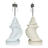 Pair of Large Conch Shell Lamps