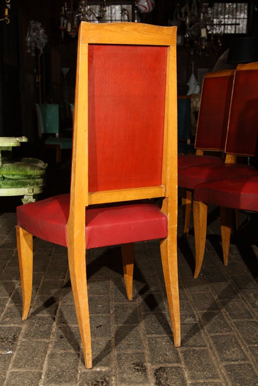 Mid-20th Century Set of Four Red French Chairs For Sale