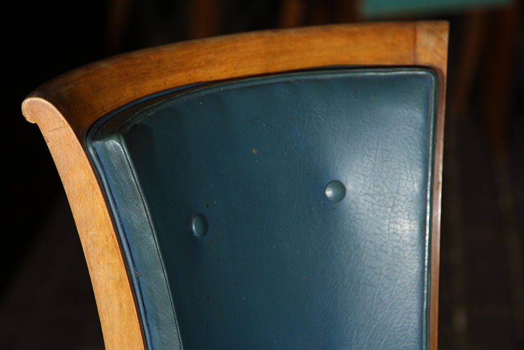 Wood Set of Four French Chairs with Button Backs