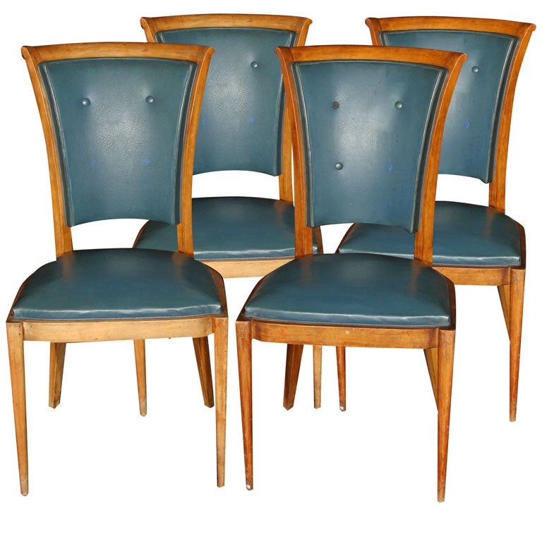 Set of Four French Chairs with Button Backs