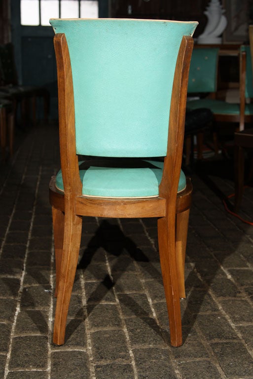 Set of Six Pale Green Buttoned French Chairs 3