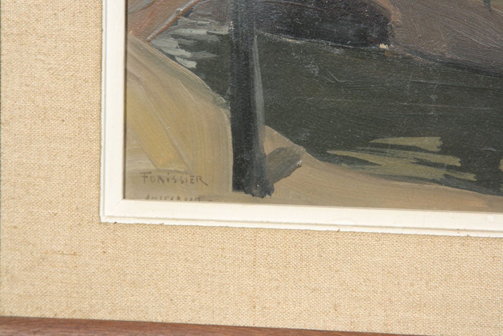 Peinture à l'huile signée d'Amsterdam Bon état - En vente à Stamford, CT