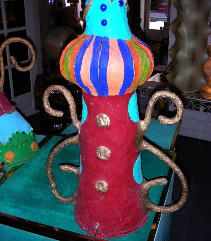 20ième siècle Lampe en papier mâché de la fin du XXe siècle par Tasass and Boulba en vente