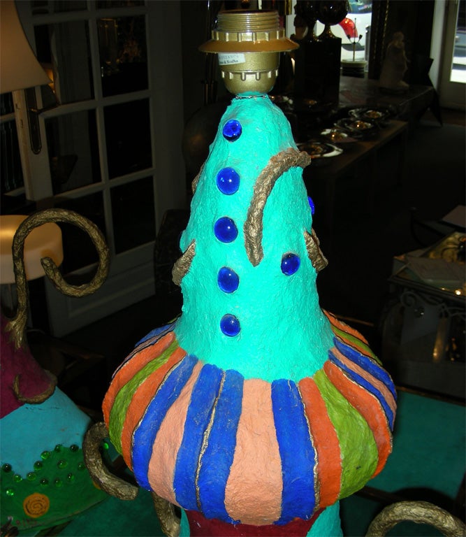 Lampe en papier mâché de la fin du XXe siècle par Tasass and Boulba en vente 1