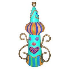 End of 20th Century Papier Mache Lamp by Tasass and Boulba