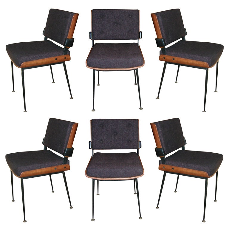 Six 1950s Chairs by Alain Richard For Sale