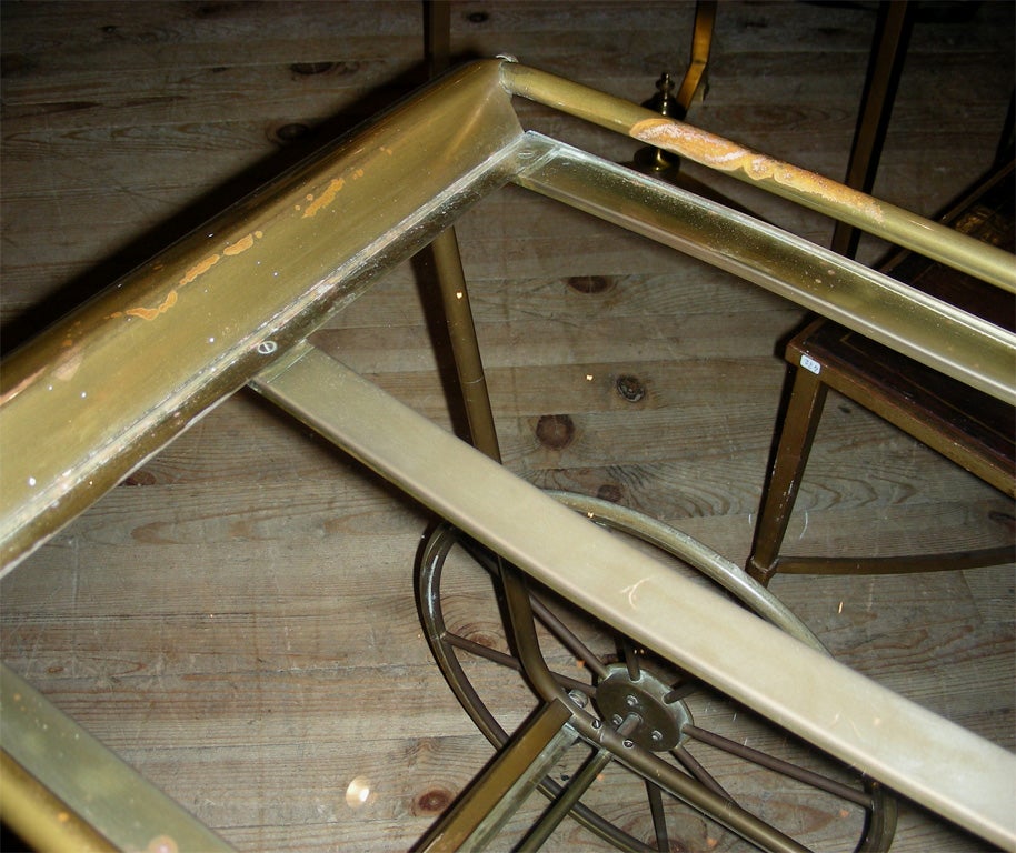 1950s Rolling Table in Gilt Brass For Sale 3