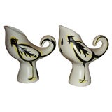 Two 1950s Ceramic Vases "Coq" by Roger Capron