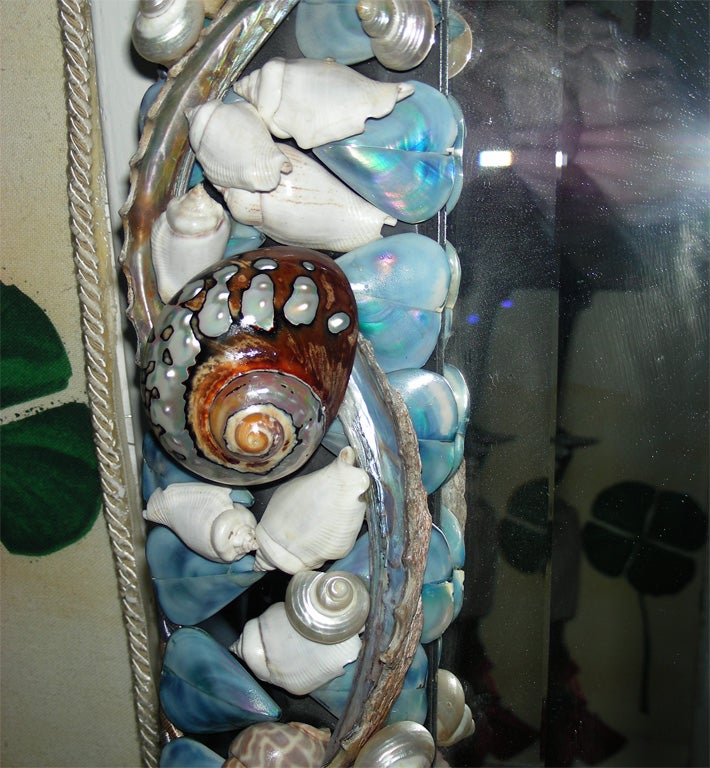 Large Mirror with Shell Frame by Frédérique Lombard Morel For Sale 1