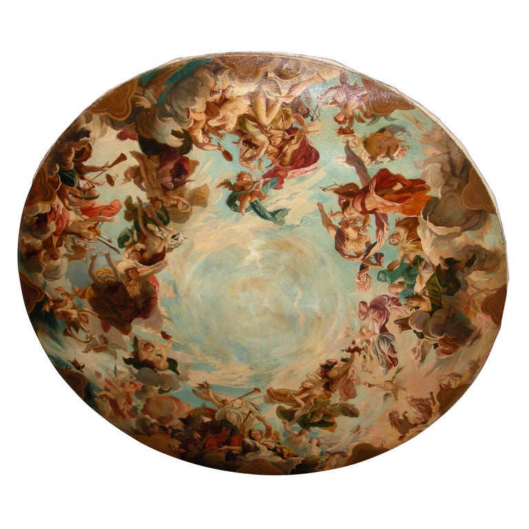 1870s Round Ceiling Painting of the Allegory of Music For Sale
