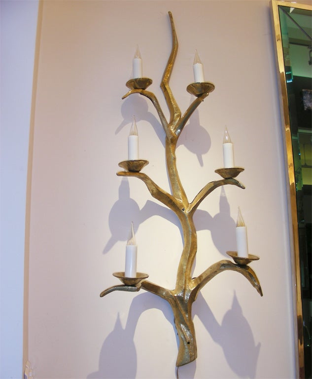 French Exceptional Pair of Large 1950s Sconces by Felix Agostini
