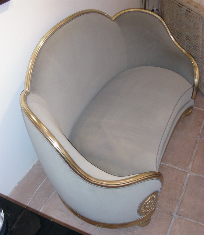 Canapé by Paul Follot in Gold-Leaf Carved Wood, circa 1925 In Good Condition In Paris, ile de france