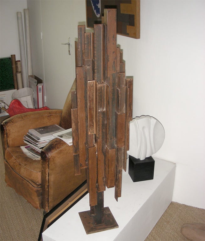2006 sculpture in soldered iron, rusted patina, by Thierry Gonnin.
