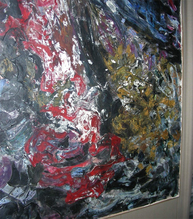 Large abstract painting signed by Asimon and dated 1960 For Sale 1