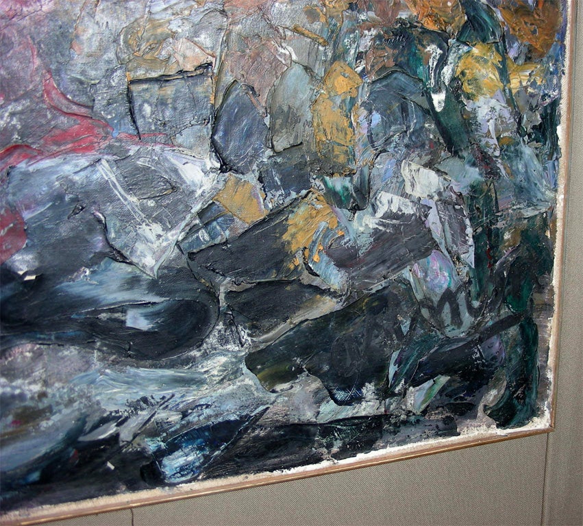 Grande peinture abstraite signée par Asimon et datée de 1960 en vente 2